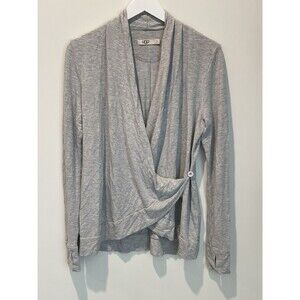 UGG Wrap Front Cardigan‎ Sweater Gray Long Sleeve Button Detail Womens